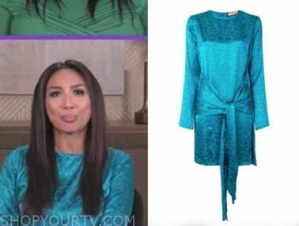 The Real: February 2021 Jeannie Mai's Blue Satin Giraffe Dress ...