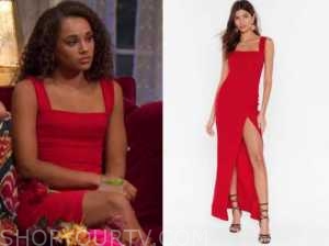 red square neck maxi dress