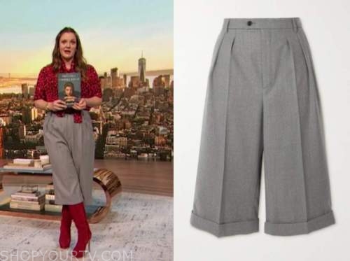 drew barrymore, drew barrymore show, grey cropped pants