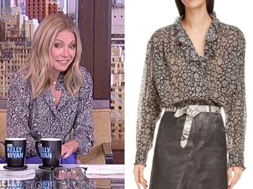 kelly ripa, floral blouse, live with kelly and ryan