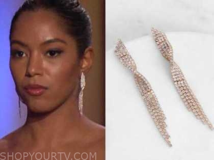 bri springs, rhinestone twist drop earrings, the bachelor