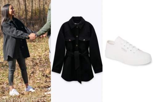 bri springs, black jacket, white sneakers, the bachelor