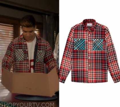 Grown-ish: Season 3 Episode 14 Vivek's Red Houndstooth Pocket Shirt ...