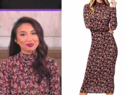 The Real: March 2021 Jeannie Mai's Floral Turtleneck Midi Dress | Shop ...