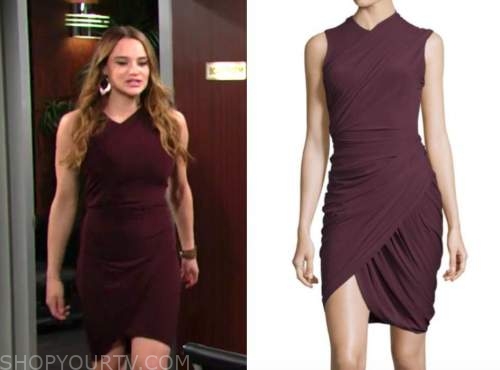 summer newman, hunter king, the young and the restless, purple dress