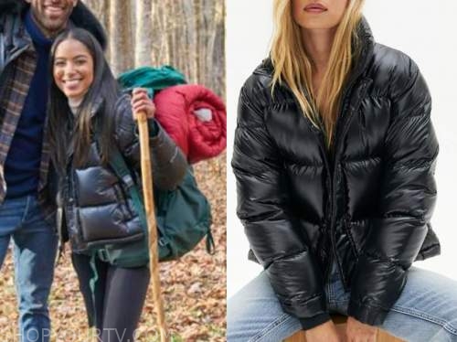 bri springs, the bachelor, black shiny puffer jacket, overnight dates