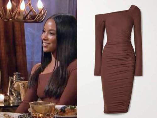 bri springs, the bachelor, fantasy suites, brown asymmetric dress