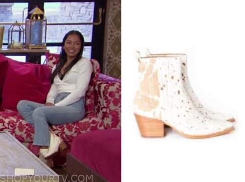 bri springs, cow print booties, the bachelor