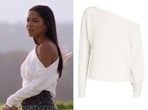 bri springs, the bachelor, ivory asymmetric sweater
