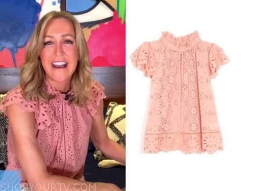 lara spencer, good morning america, pink eyelet top