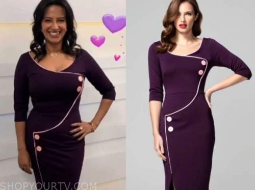 ranvir singh, good morning britain, purple button dress