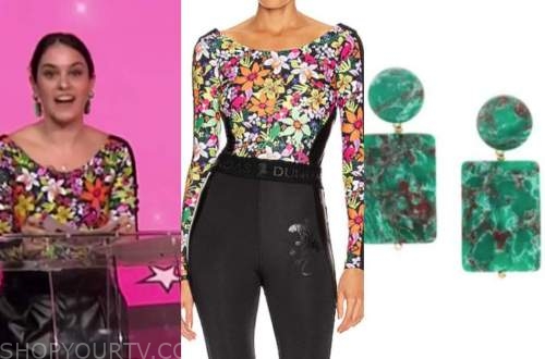 donna farizan, the today show, floral bodysuit, turquoise earrings