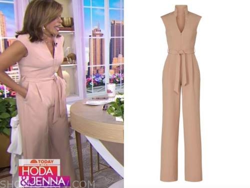 The Today Show: March 2021 Hoda Kotb's Beige Pink Tie Waist Jumpsuit ...