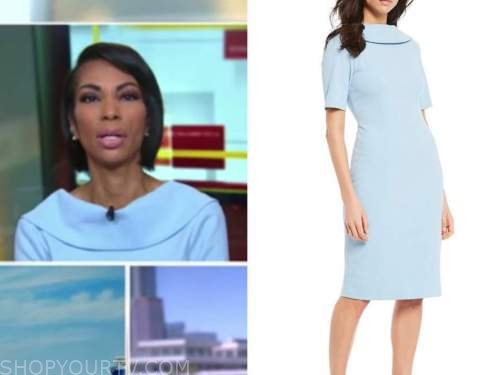 outnumbered, harris faulkner, blue folded roll neck dress