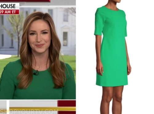 kristin fisher, green button sleeve sheath dress, the faulkner focus