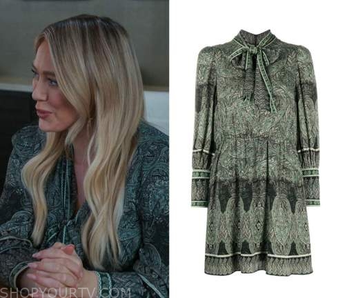 Younger: Season 7 Episode 4 Kelsey's Tie Neck Printed Dress | Shop Your TV