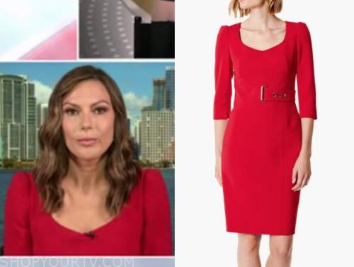 lisa boothe, outnumbered, red belted dress