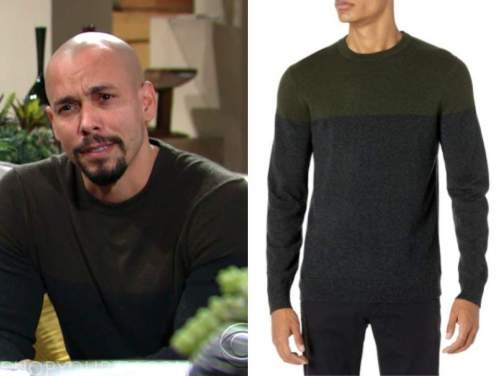 bryton james, devon hamilton, the young and the restless, colorblock sweater