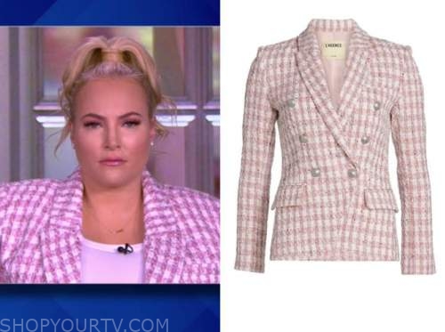 meghan mccain, the view, pink and white tweed check blazer