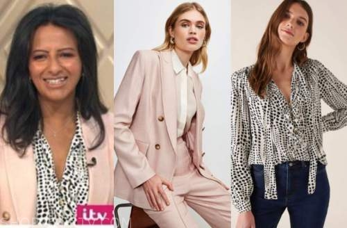 ranvir singh, lorraine, pink blazer, dot blouse