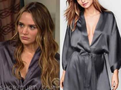 summer newman, hunter king, the young and the restless, grey satin robe