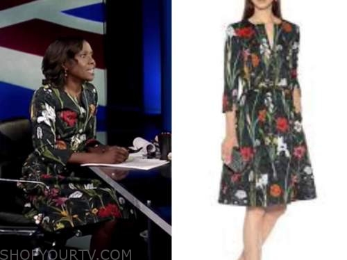 deborah roberts, abc news, prince philip funeral coverage, floral dress