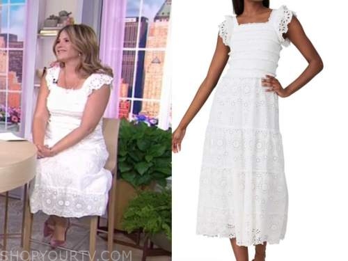 jenna bush hager, the today show, white eyelet midi dress