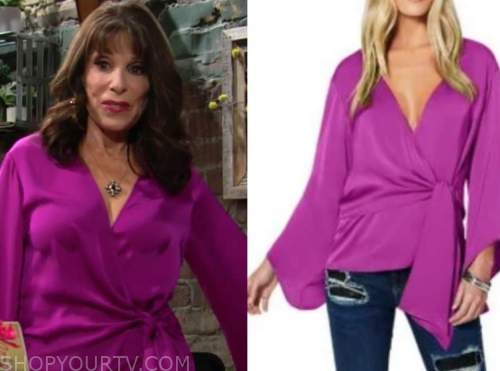 kate linder, esther valentine, the young and the restless, magenta pink wrap top