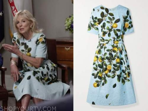 dr. jill biden, the today show, blue lemon print dress