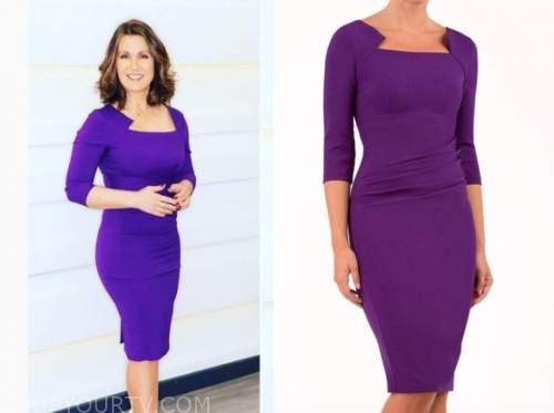 susanna reid, good morning britain, purple pencil dress