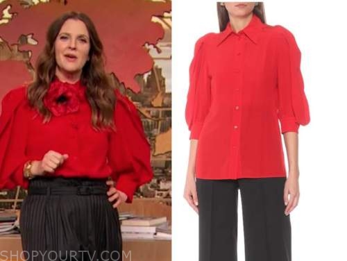 drew barrymore, drew barrymore show, red blouse