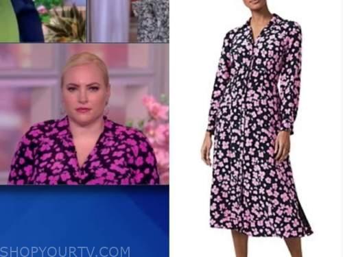 meghan mccain, the view, black and pink floral shirt dress