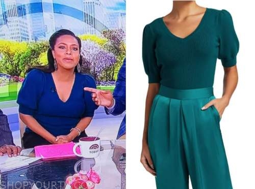 The Today Show: May 2021 Sheinelle Jones's Teal Puff Short Sleeve ...