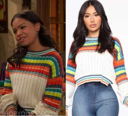 Raven's Home: Season 4 Episode 14 Nia's Rainbow Striped Sweater