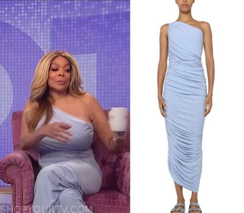 The Wendy Williams Show: May 2021 Wendy's Blue Ruched Dress | Shop Your TV