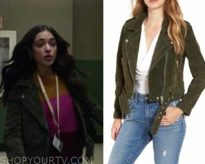 Manifest: Season 3 Episode 6 Olive's Green Suede Jacket | Shop Your TV