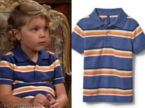 harrison locke, kellen enriquez, the young and the restless, blue and orange striped polo shirt