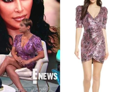 monique kelley, pink sequin wrap dress, E! news, daily pop ,