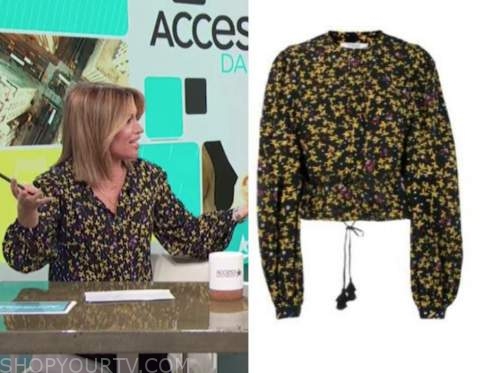 kit hoover, access daily, yellow and black floral blouse