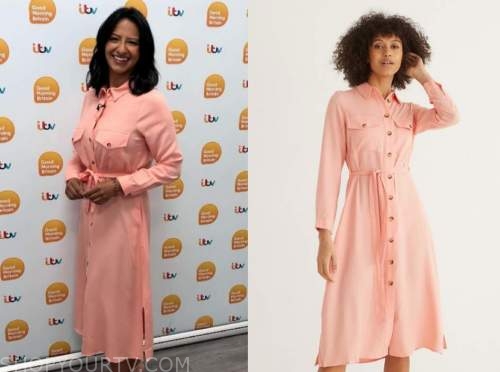 good morning britain, ranvir singh, pink shirt dress