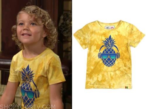 harrison locke, kellen enriquez, the young and the restless, yellow tie dye pineapple top