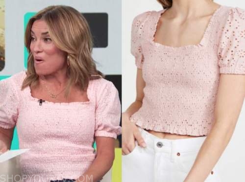 kit hoover, access daily, blush pink eyelet top