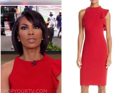 harris faulkner, outnumbered, red ruffle dress