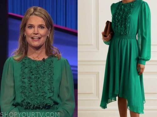 jeopardy, savannah guthrie, the today show, green ruffle dress