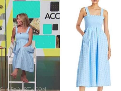 kit hoover, access daily, blue eyelet midi dress