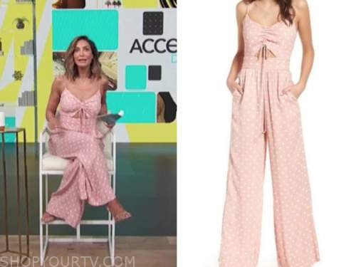 courtney mazza, access daily, pink polka dot jumpsuit