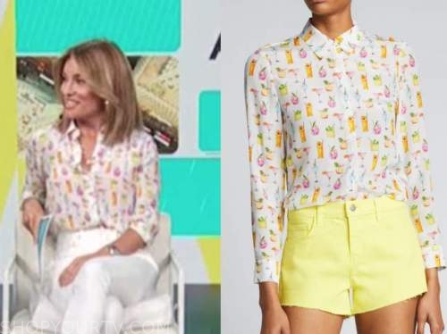 kit hoover, access daily, white cocktail printed shirt