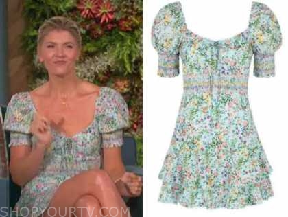 The Talk: June 2021 Amanda Kloots's Blue Floral Mini Dress | Shop Your TV