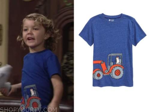 harrison locke, the young and the restless, blue truck tee, kellen enriquez