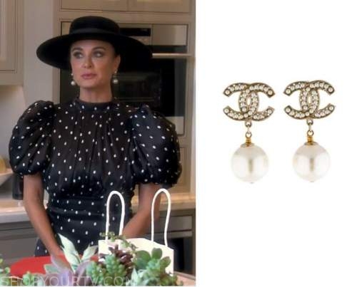 Chanel Vintage CC Logo Faux Pearl Drop Clip On Earrings